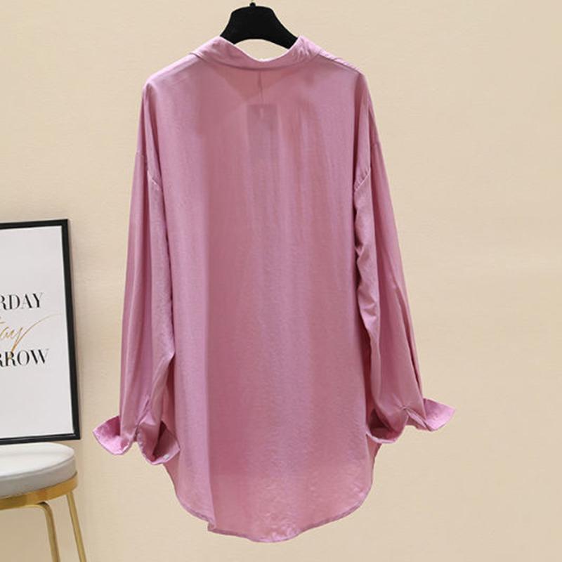 Cotton Shirt Women's 2021 Spring and Autumn Korean Version of Solid Color Long-sleeved Drape Loose Casual Sunscreen Shirt Top