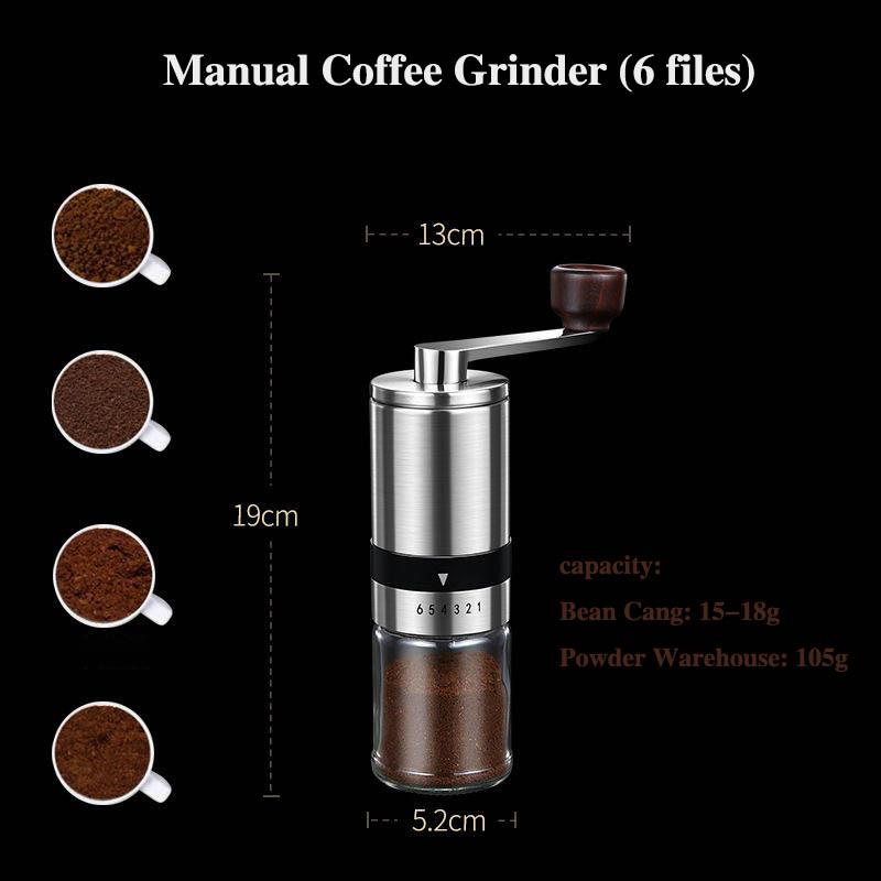 6-speed Manual Coffee Bean Grinder Kitchen Sharpened Machine Home Small Hand Cleaning Coffee Grinding Machine Equipment