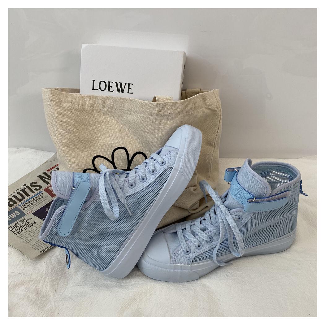 Summer Candy-colored Mesh High-top Canvas Shoes Female Students Korean Version of Ins Wild Breathable Casual Shoes