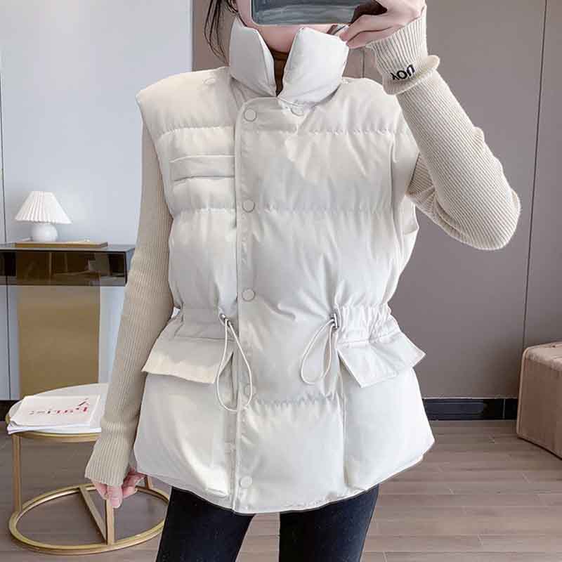 Cold-proof Vest Women's Down Cotton Short Autumn and Winter Outer Wear Waist Thick Coat