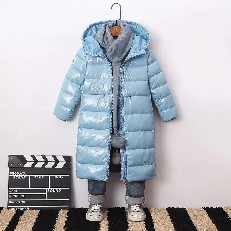 Girls Long Over The Knee Down Jacket Warm and Windproof Plus Down Thickened Winter White Duck Down