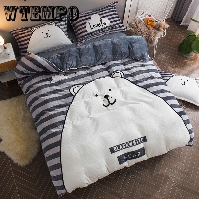 Bedding Sets Thick Warm Falais Four Sets Flannel Crystal Lace Coral Fleece Four-piece
