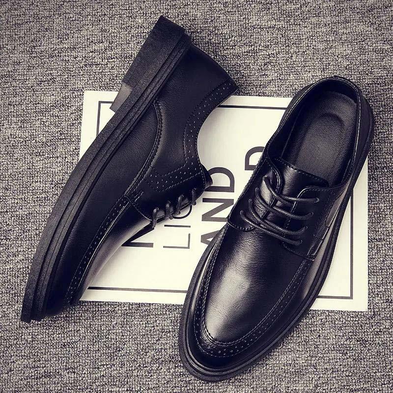 Leather Shoes Men's Anti-skid Black Casual Leather Shoes Men's Trend Business Work Men's Shoes