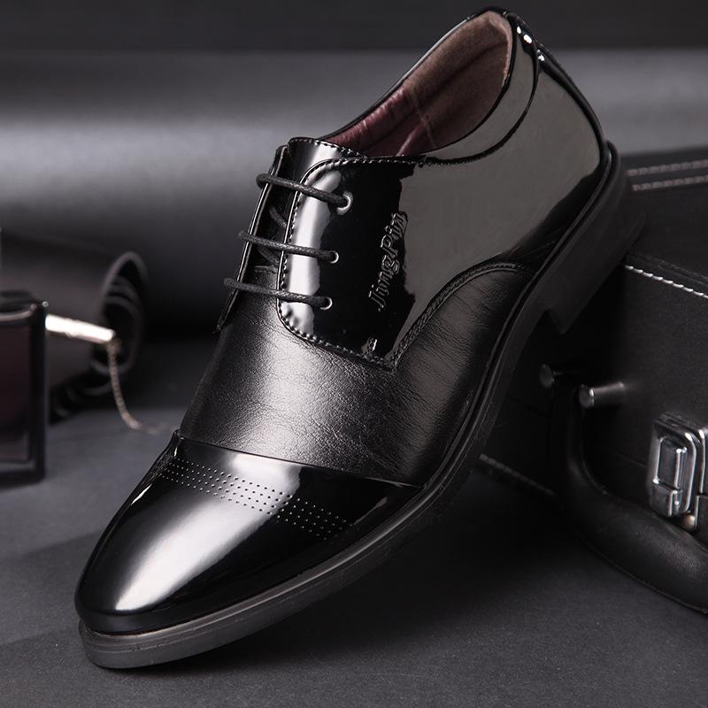 Men's Leather Shoes Business Increased Breathable Dress Shoes Men's Pointed Lace