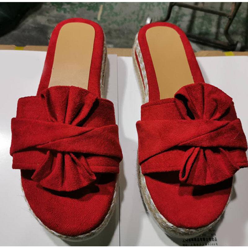 Slippers Women Slides Summer Bow Summer Sandals Bow -Knot Slippers With Thick Soles Platform Female Floral Beach Shoes