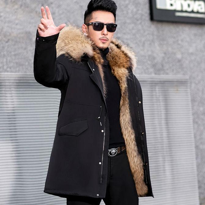 Plush Thickening Handsome Men's Winter Imitation Mink Fur Detachable Liner Imitation Fur Jacket