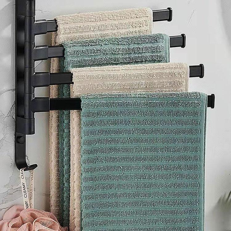 30cm Towel Rack Rotating 3 Bar Bathroom Shelf Rack Towel Bar Bathroom Artifact Hanging Towel Rack Hook