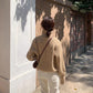 Spring  Autumn Design Sense Lapel Solid Color Vertical Pattern Sweater Cardigan Girl Student Casual Fashion All-match Knitted Cardigan