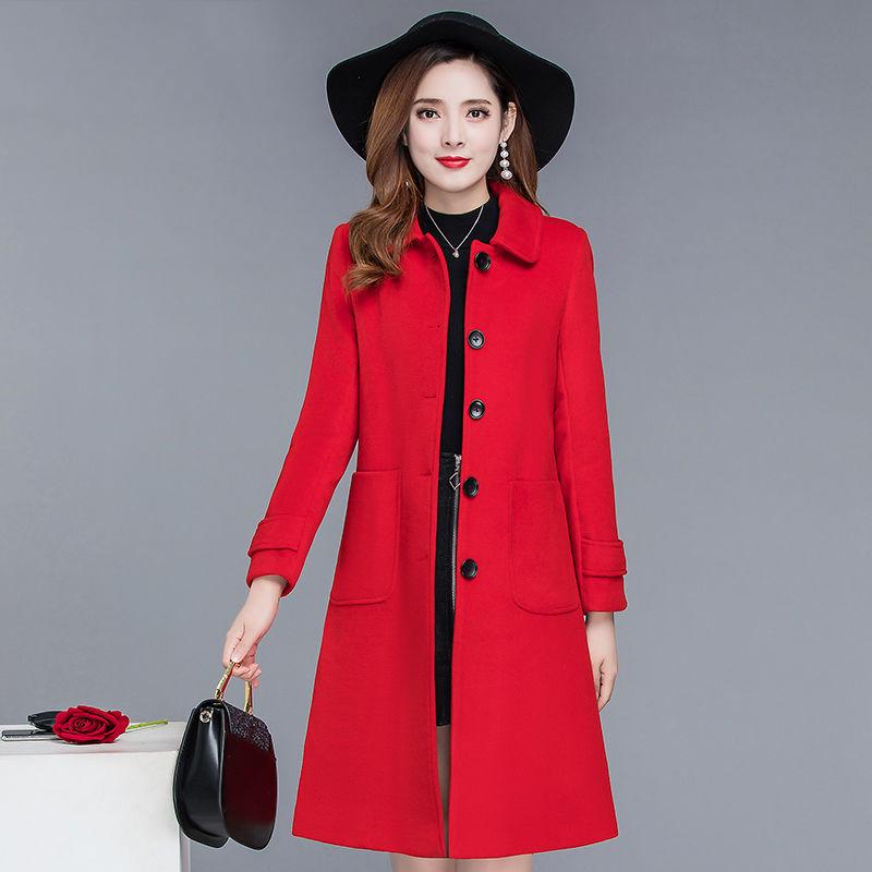 Women Coats Casual  Warm Woolen Overcoat Long Sleeve Slim Outwear Cardigan Jacket