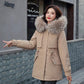 Parka Women's Large Fur Collar Down Padded Jacket Warm Cotton-padded Jacket Waist Down Padded Jacket Comfortable and Soft