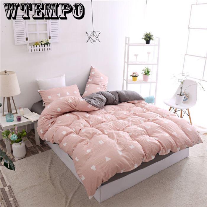 WTEMPO Fashion simple skin-friendly breathable bed sheet Quilt cover pillowcase bedding 3/4pcs