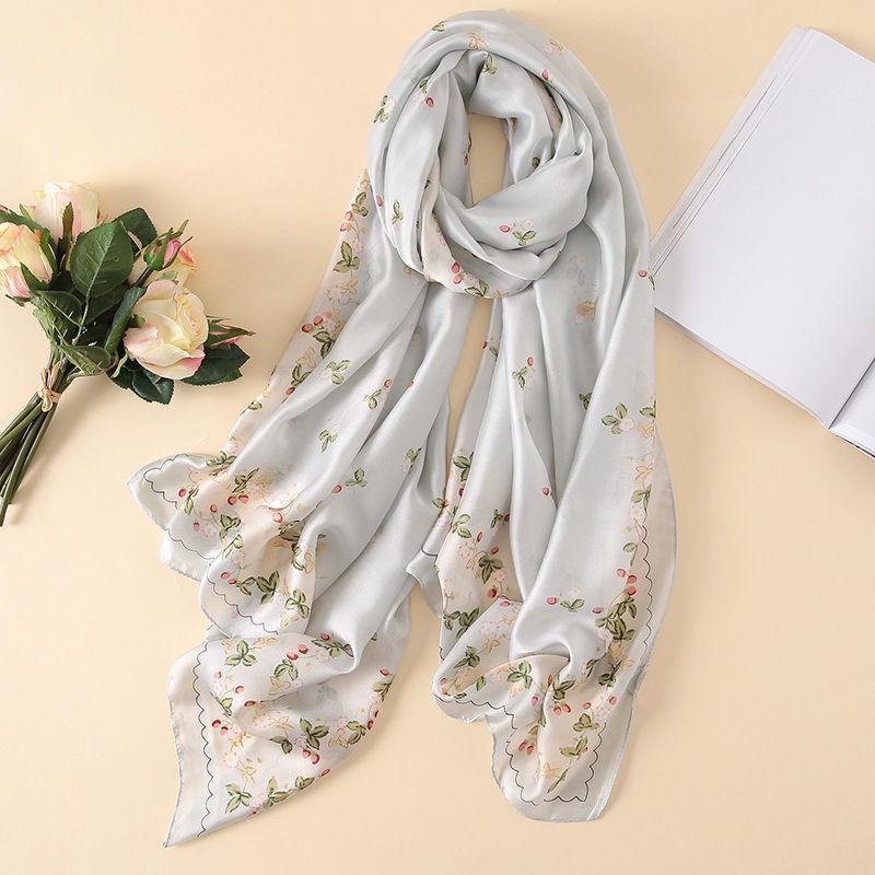 Printed Gauze Scarf Thin Versatile Warm Scarf Female Sunscreen Beach Towel Shawl Oversized Simple Temperament Silk Scarf Female