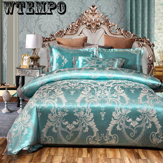 European Jacquard Cotton Four-piece Cotton Quilt Sheet Single Double Bedding 4 Sets