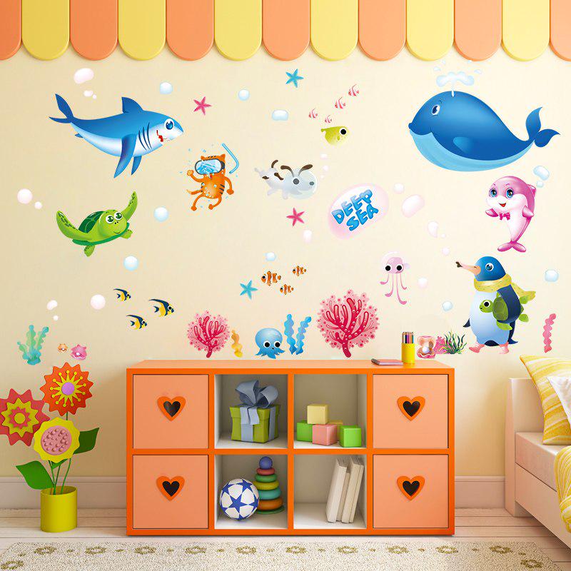 [Wall sticker] Cartoon ocean fish wall stickers for kids rooms bedroom nursery bathroom tile home de