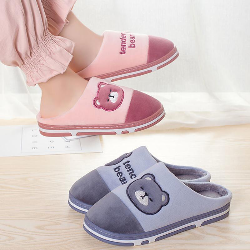 Household Couple Slippers Warm Thick Plush Slippers Winter Unisex Indoor Cotton Slippers