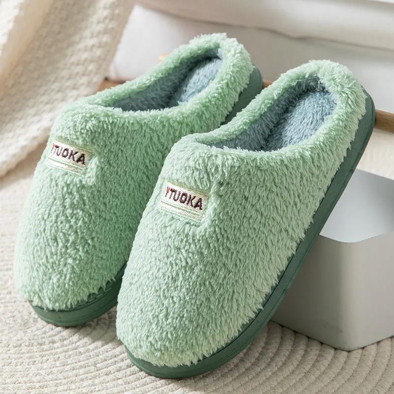 Warm Slippers Women Indoor Floor Flat Shoes Spring Autumn Winter Warm Home Cotton Plush Slippers