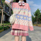 Japanese Preppy Style Autumn Winter Women Sweater Pink Strawberry Heart Warm Knitted Pullover Cute Kawaii Sweet Soft Overcoat
