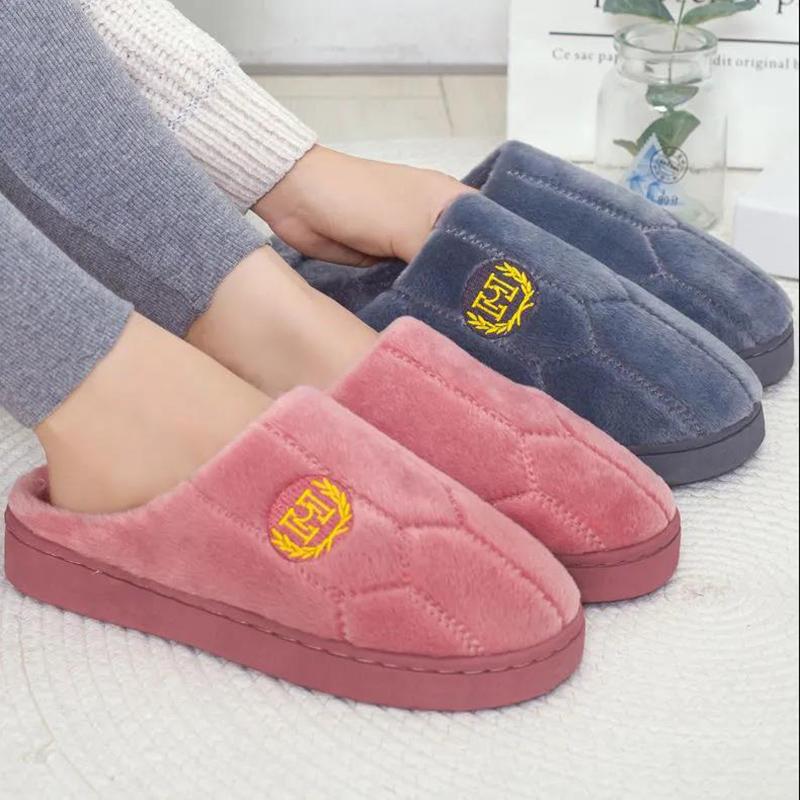 Women's Indoor Cotton Slippers Thick-soled Non-slip Home Household Couple Slippers Men's Warm Thick Plush Slippers