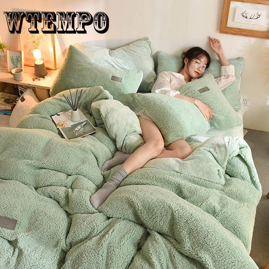 4pcs  Home Textile Bedding Set Family Winter Duvet Cover Bed Sheet King/ Queen Bedlinen Pillowcase