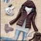 Women Winter Sport Jacket Coat Slim Hooded Casual Long Sleeve Zip Solid Color Coat