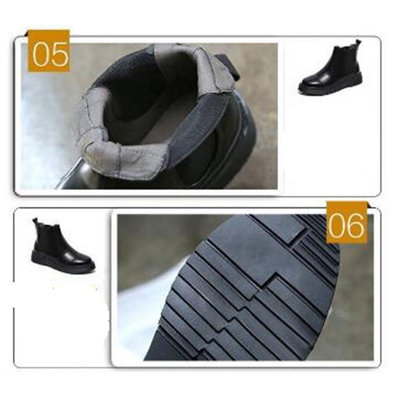 Leather Pointed Toe Thick Heels Chelsea Boots Women Back Decorate Ankle Martin Booties