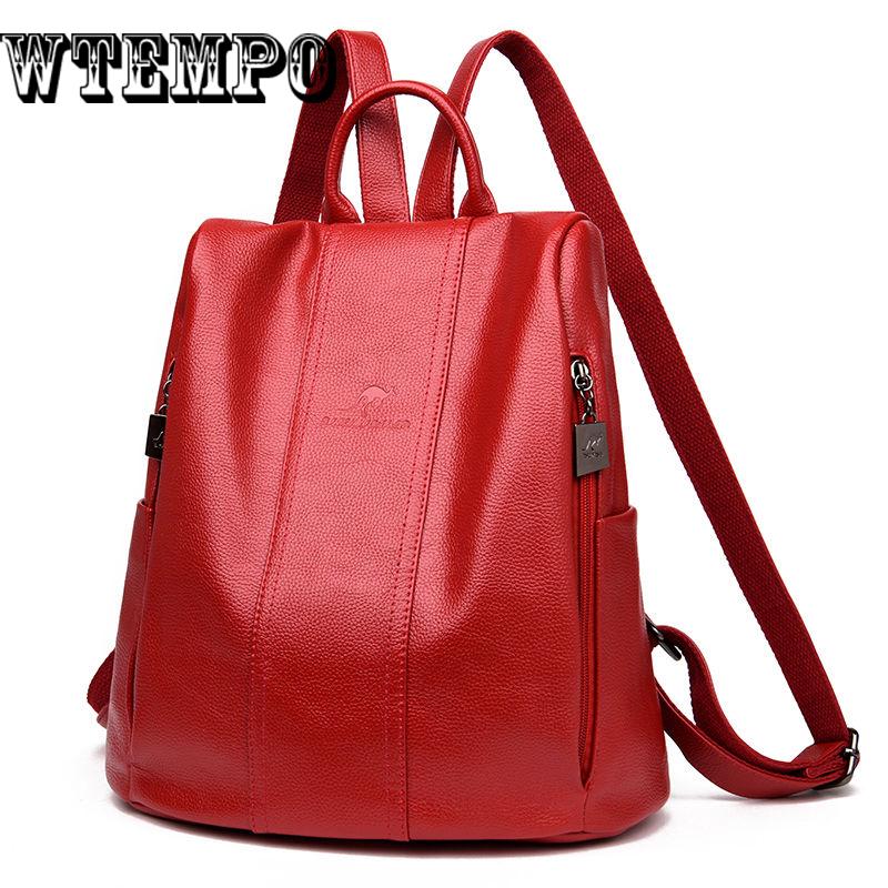 Backpack Women Pu Leather Female Backpacks Teenager School Rucksack