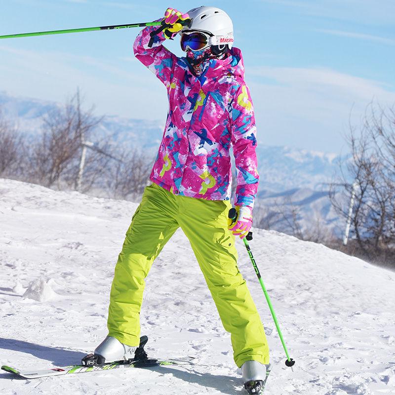 Winter Women's Ski Suit Suit Outdoor Warmth Thick Windproof Waterproof Veneer Double Board Couple Ski Tops Ski Pants