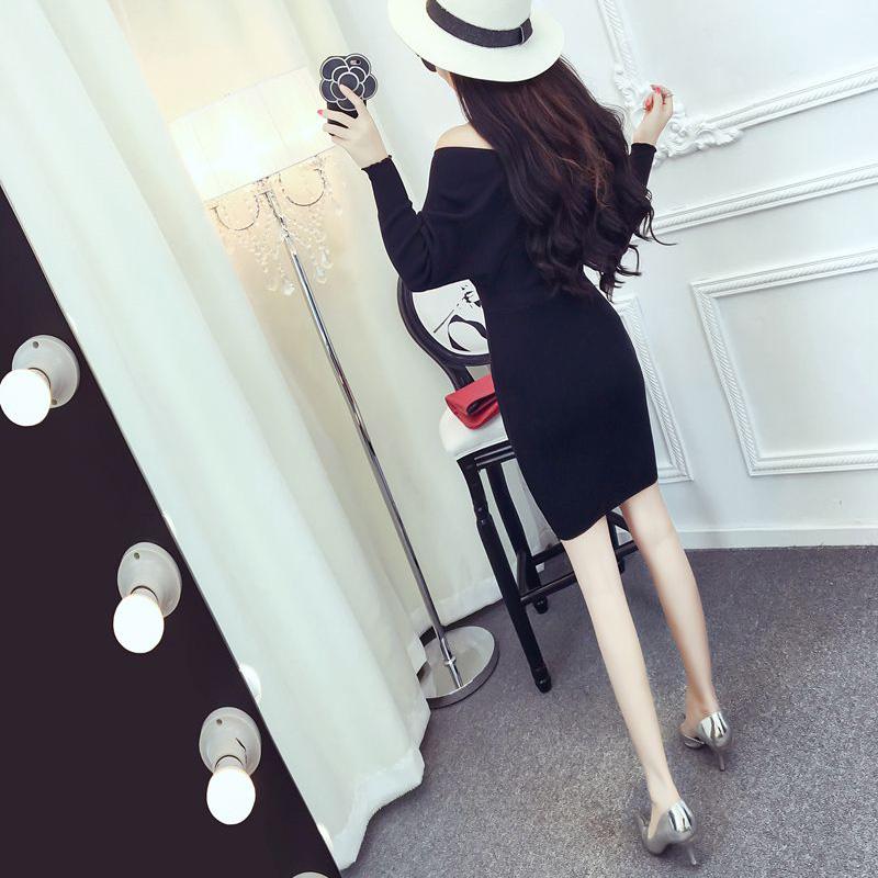 Spring and Autumn Fashion Sexy Jacket Korean Slim Dress V-neck Long Sleeve Halter Sweater