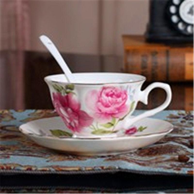European bone china coffee cup dish British tea coffee cup afternoon tea cup with saucer and spoon
