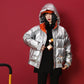 Fashion Bubble Coat Sequined Puffy Jacket Women's Down Coat Short Jacket Clothing with Hood