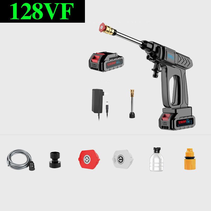 128VF High Pressure Car Wash Gun Lithium Battery Garden Spraying Machine Wireless Car Washer Electric Cleaning Tool