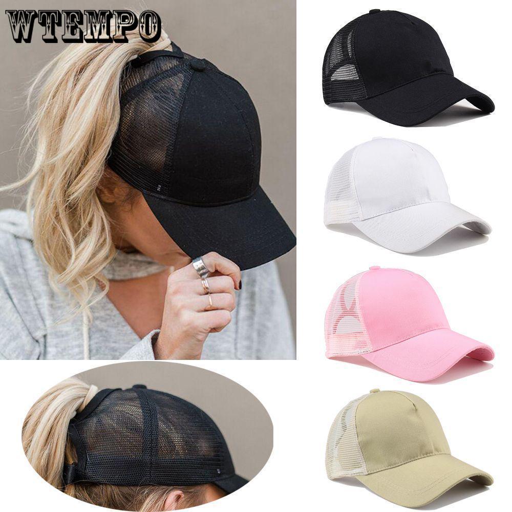 WTEMPOWTEMPOWTEMPO Women Ponytail Baseball Cap High Bun Ponycap Messy Adjustable Mesh Visor Sun Cap
