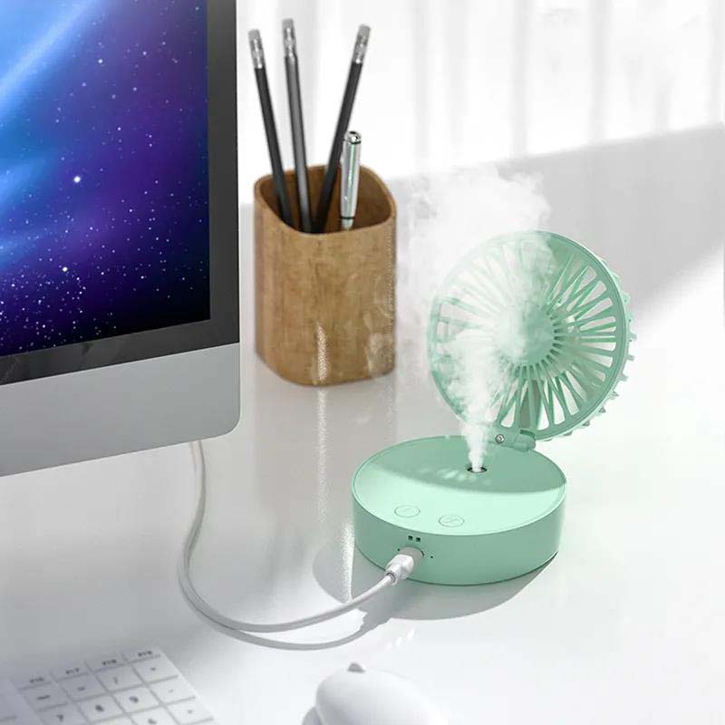 Spray Cooling Fan Small Portable Humidifier Mini Rechargeable Dormitory Bed Mute Student Fan