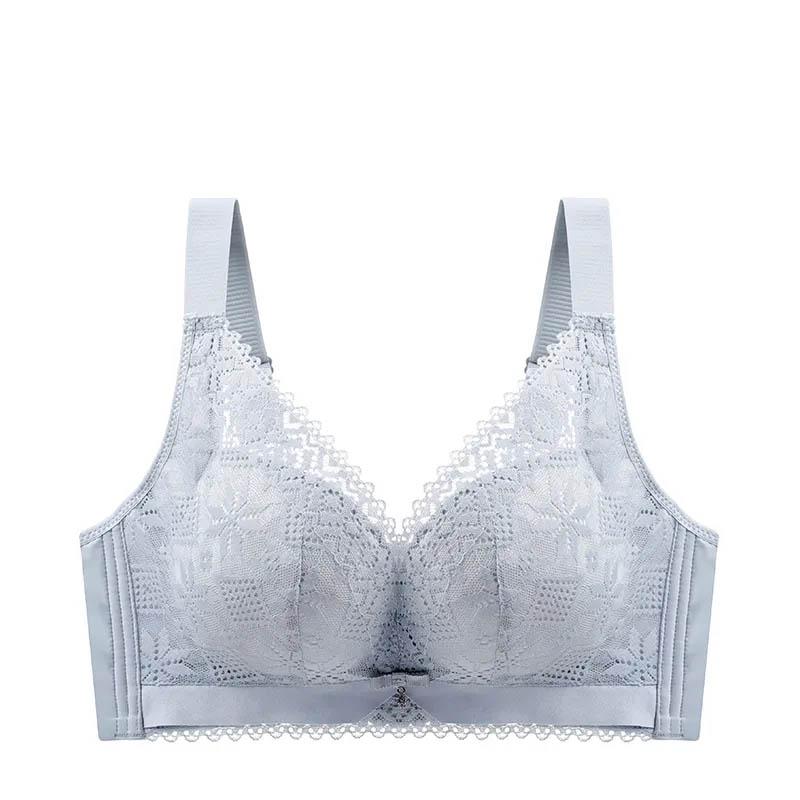 Large Size Ultra-thin Underwear Women's Summer No Steel Ring Breathable Bra Thin Section Big Breasts Show Small Breasts Sexy Bra