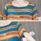 Women's Dress Loose Large Size Fat MM Dress Covering Belly Was Thin Striped Mid-length Skirt O-neck Short-sleeved Long Casual Loose Dress