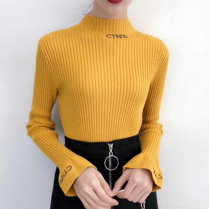 Half High Neck Women's Sweater Loose Pullover Fashion All-match Pullover Sweater