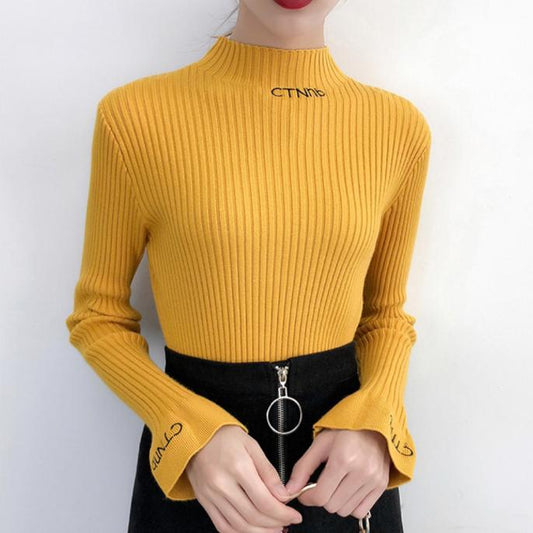 Half High Neck Women's Sweater Loose Pullover Fashion All-match Pullover Sweater