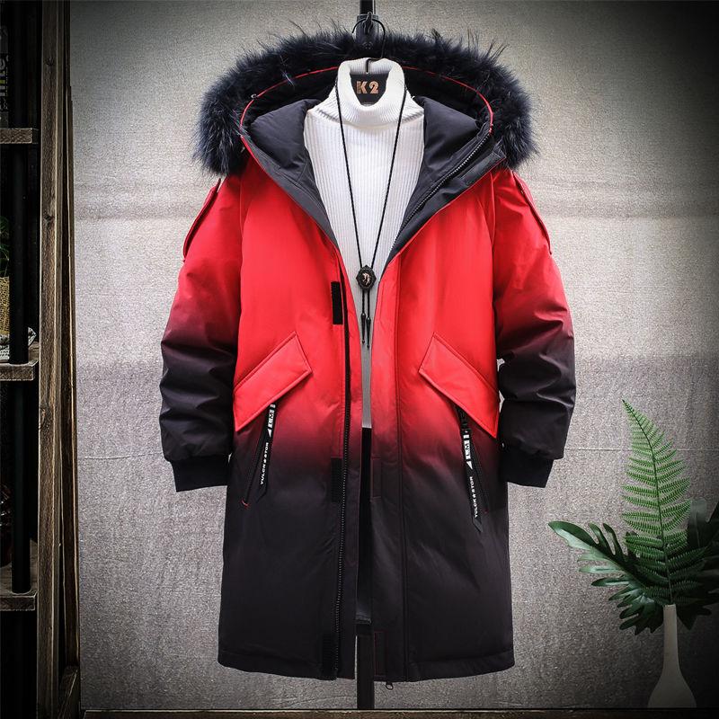 Winter Cotton-padded Jacket Clothing Men's Jacket Mid-length Gradient Color Cotton Clothes Bread Clothes Handsome Padded Jacket Warm Parka Coat