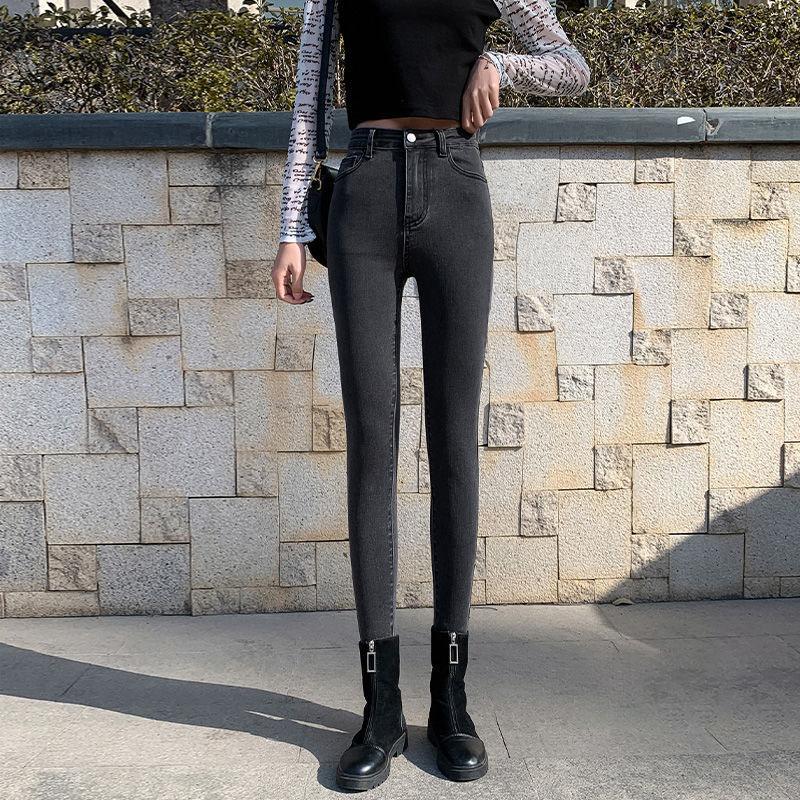 Spring Light-colored Jeans Women's High Waist Was Thinner and Taller Light Blue Stretch Tight-fitting Pencil Pants