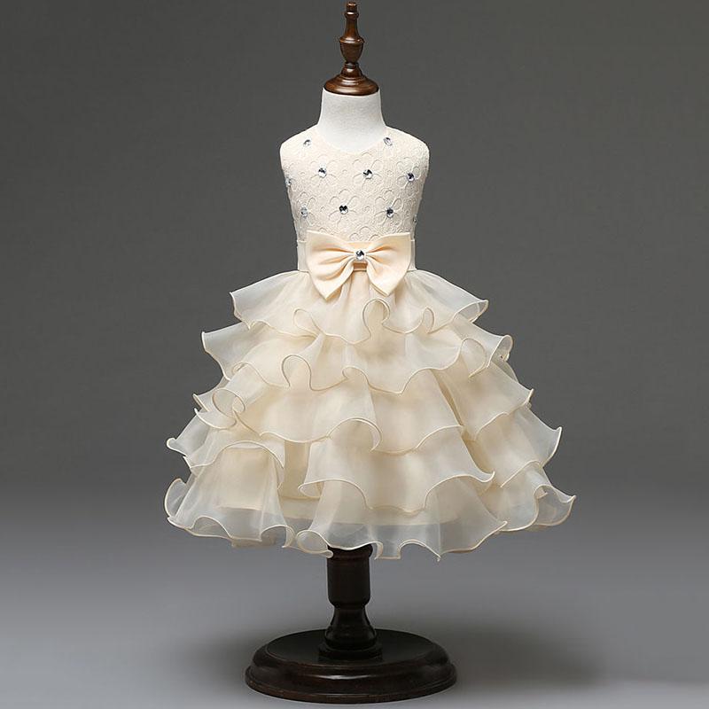 Girls Sleeveless Puffy Princess Dress Children's Wedding Dress Show Dress Bow Girls Cake Dress Sweet Waist A-line Skirt