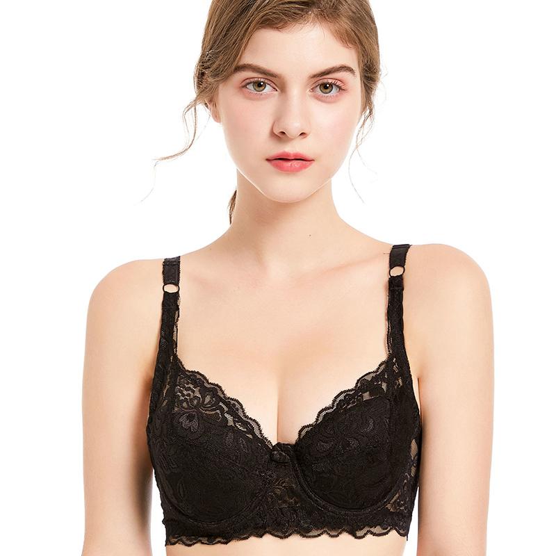 No Rims Plus Size Bra Thin Underwear Ladies Gather Lace Sexy Big Breasts Ultra-thin Sponge Bra