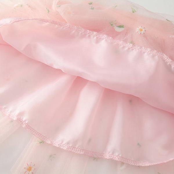 Girl Baby Short Veil Little Daisy Cute and Sweet Printed Embroidery Ruffle Elastic Waist Children's Skirts Princess Tutu A-line Skirt