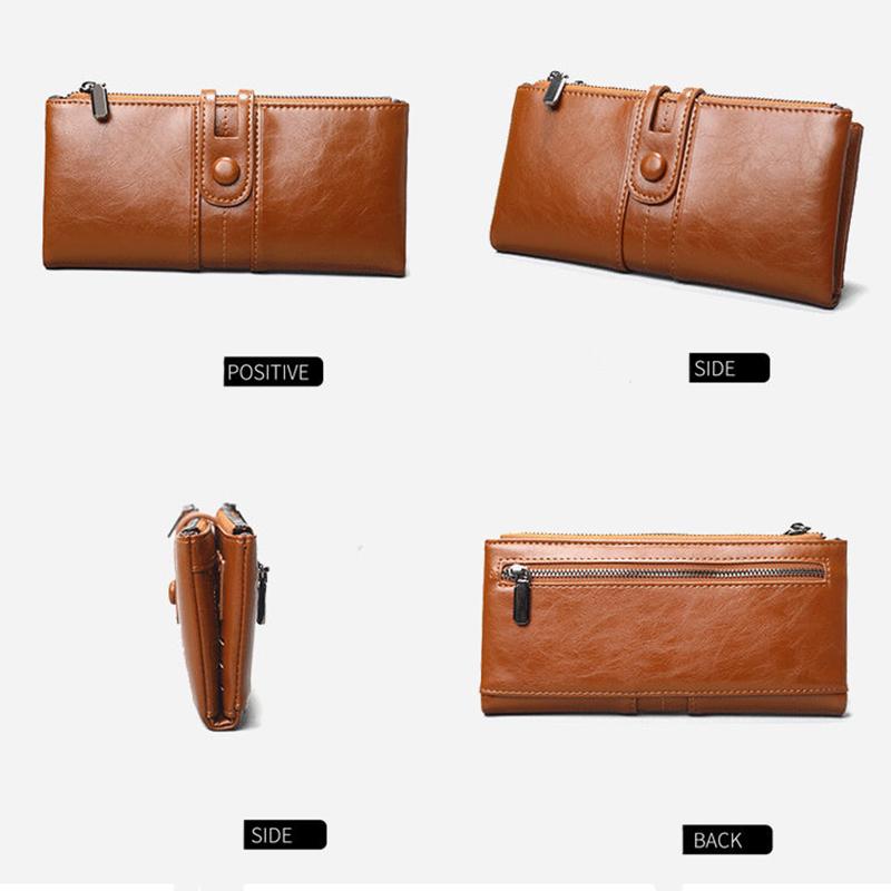 Multi-Layer Clutches Leather Bag Portable PU Leather Large Capacity Soft Surface Wallets with Coin Pocket Zipper Purse Unisex