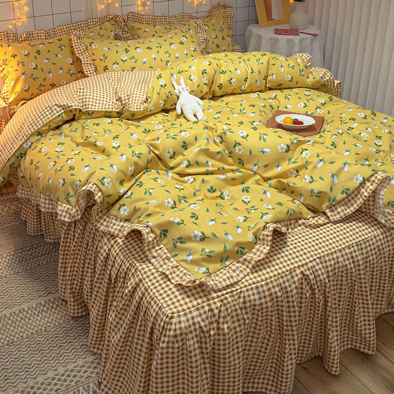Bedding Sets Quilt Cover Cotton Four-piece Bedding Set Bed Skirt  Bed Linen Bed Cover Princess Style Duvet Cover Bedding Quilt Cover Bed Sheet