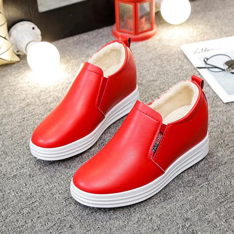 Winter Plus Velvet Thickened Shoes Women's Inner Heightened Thick Bottom All-match Flat Casual Warm Shoes