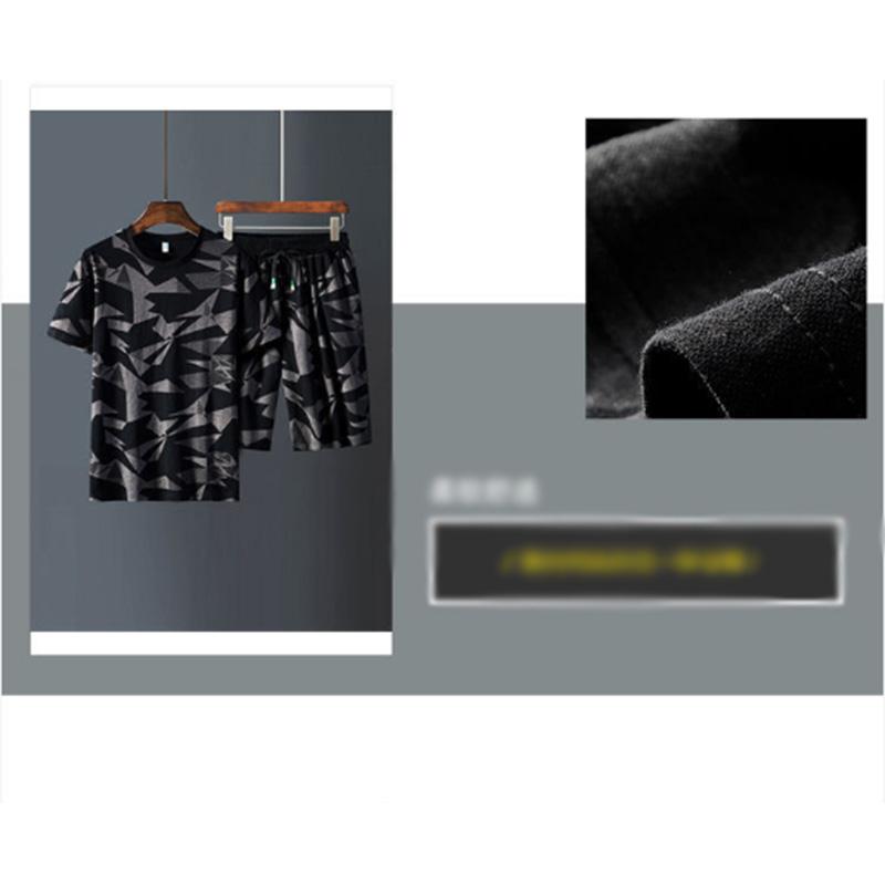 Suits Men's Summer Shorts Sports Suits Men's Matching Printing Trend Student T-shirts Short-sleeved Set of Clothes
