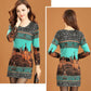 Women's Cashmere Sweater Printing Mid-length Wool Sweater  Large Size Knit Sweater Dress Female Bottoming Dress Fall Winter