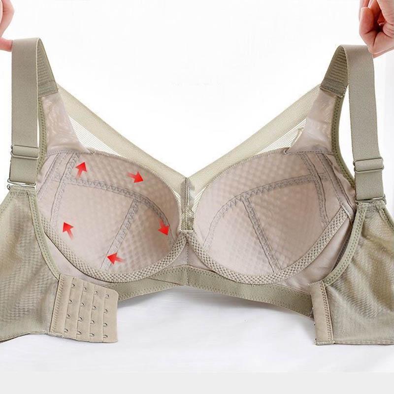 No Rims Large Size Ultra-thin Lace Bra Adjustable Large Breasts Show Small Gathering Cups Close Breasts Breathable Sexy Bra