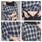 2pcs/set Autumn Plus Size Skirt Suit Female Plaid Shirt + Denim Skirt Two-piece Suit Women Outfits