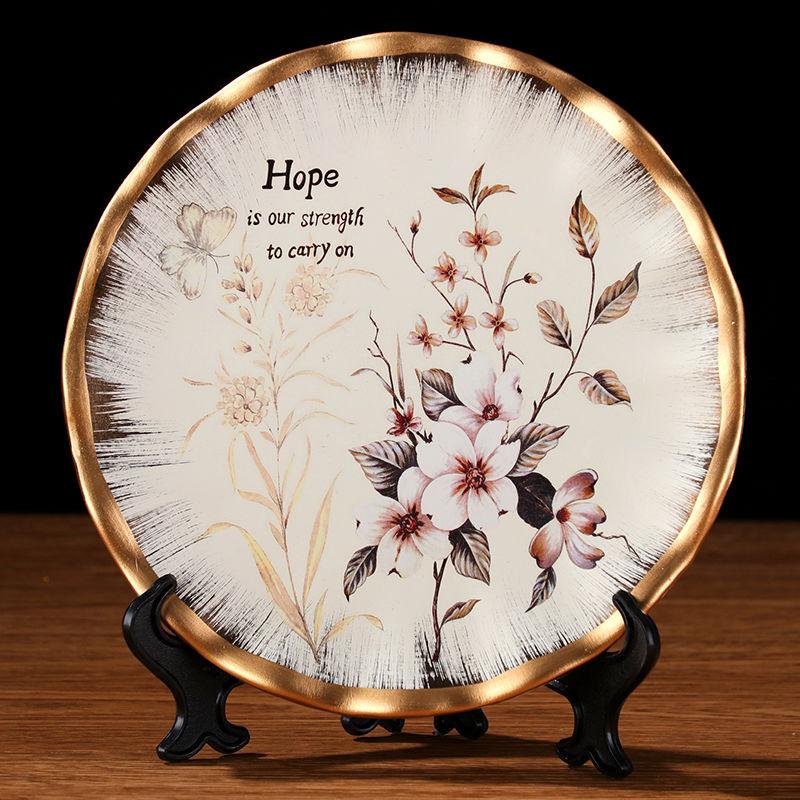 21cm Flower Bird Tree Deer Lacquer Porcelain Plate European Style Decoration Present Style Decoration